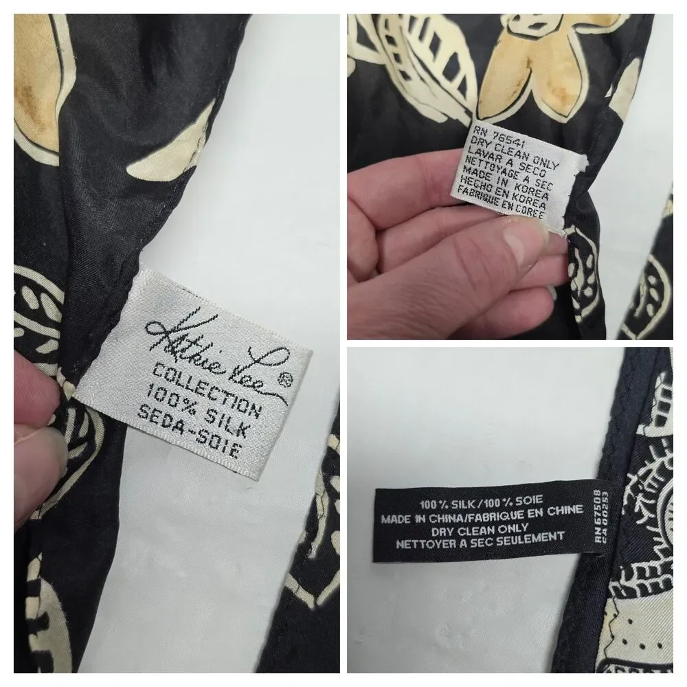 Vintage Designer Silk Scarf Bundle Of 3 Black White Gray Floral Paisley